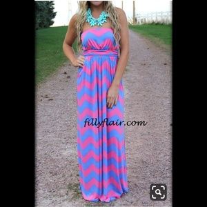 Chevron Strapless Maxi Dress - Filly Flair